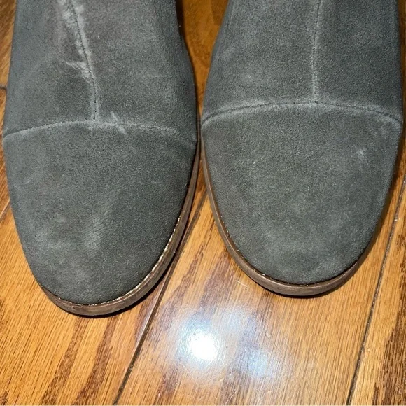 Toms Esme Tarmac Olive Green Suede Chelsea Heeled Boots Size 10 - Picture 12 of 12